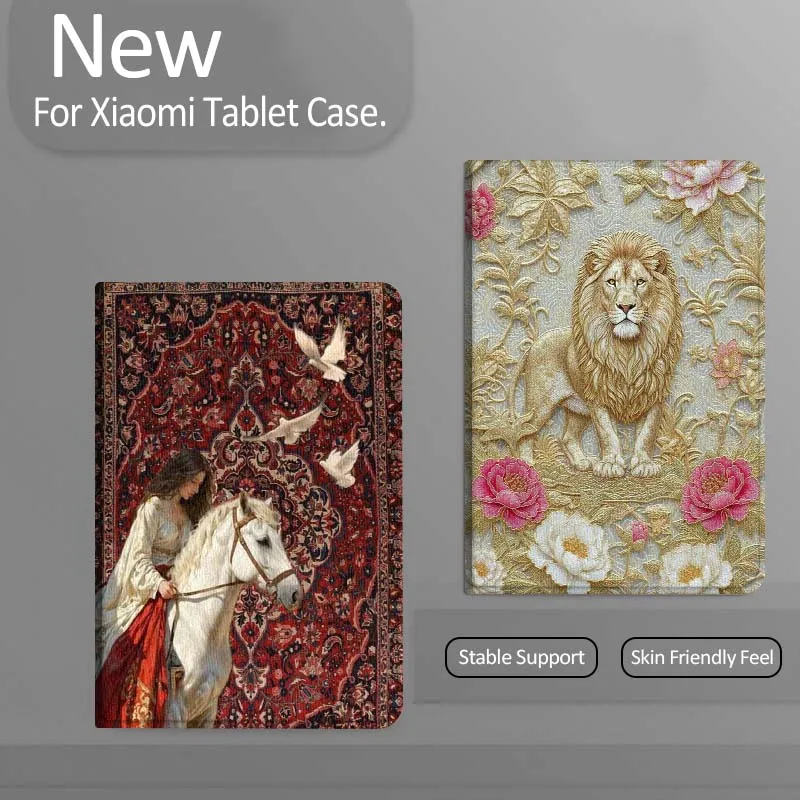 

Golden Lion Peony Pattern Gift Tablet Case For Xiaomi Redmi Mini Pad SE K 2 4 5 6 7 8 2023 2025 11 8.8 11.2 10.1 Pro