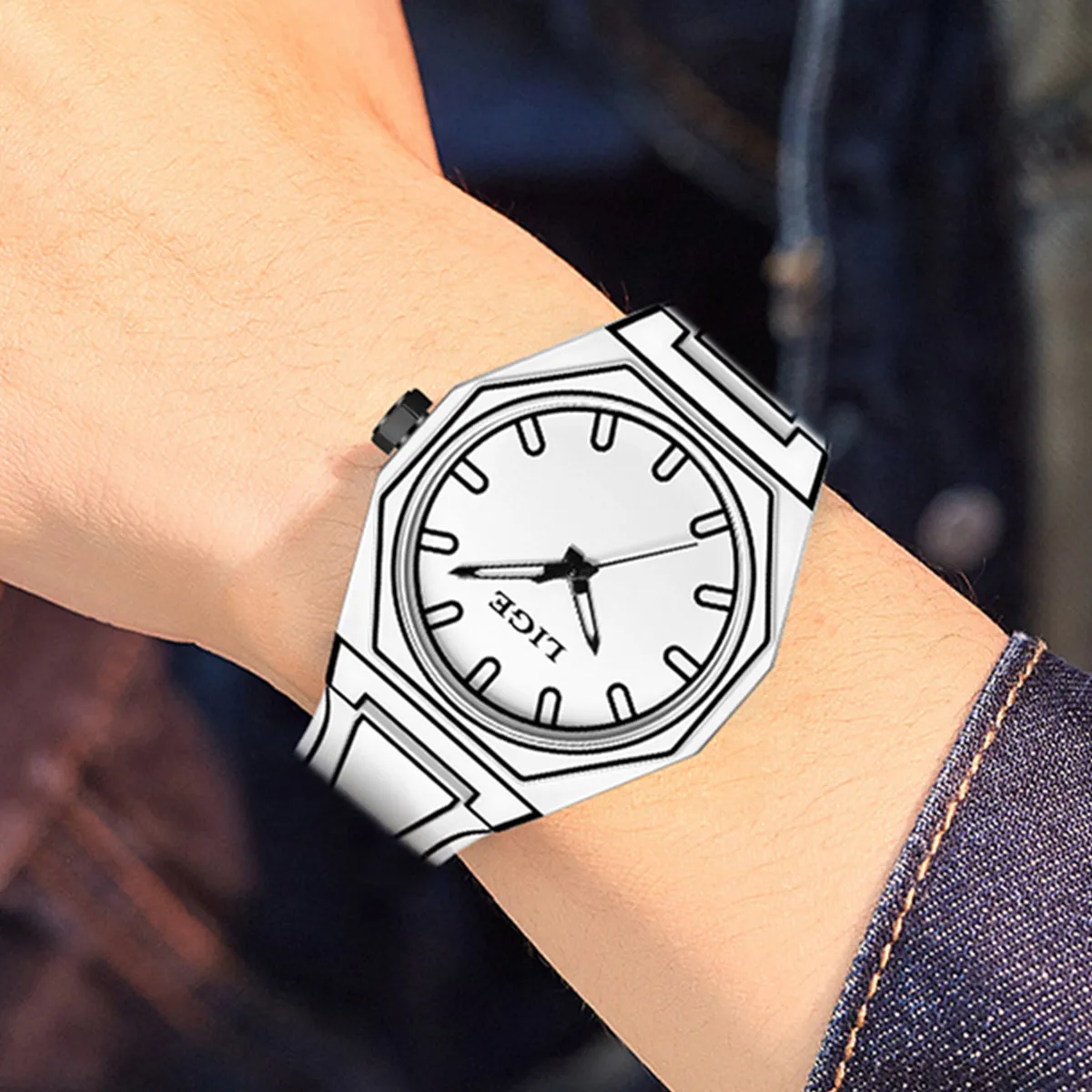 LIGE Luxury Man Wristwatch Waterproof Silicone Business Watch for Men White Resin Sport Men's Quartz Watches Casual Reloj Hombre