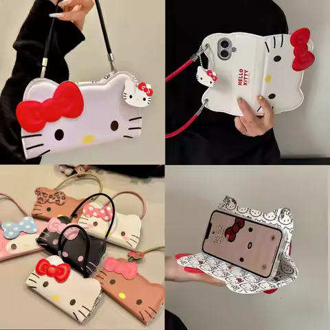 Kawaii Sanrio Cartoon Flip Phone Cover for IPhone 17 Pro Max Creative Hello Kitty Melody Design Shockproof Case 2026 Gift Idea