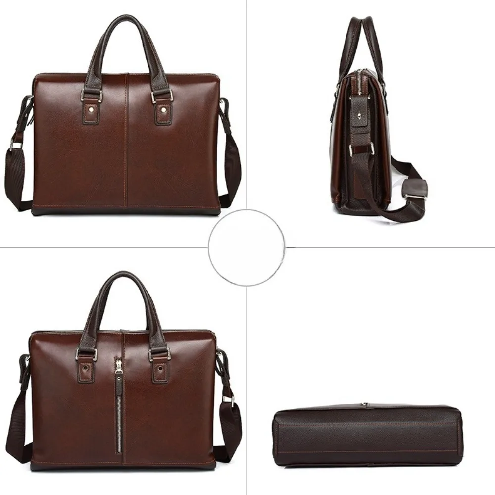 Men's Handbag Retro First Layer Simple Premium Cowhide 15/6 Inch Computer Versatile Fashion Handbag  High-end Business Briefcase