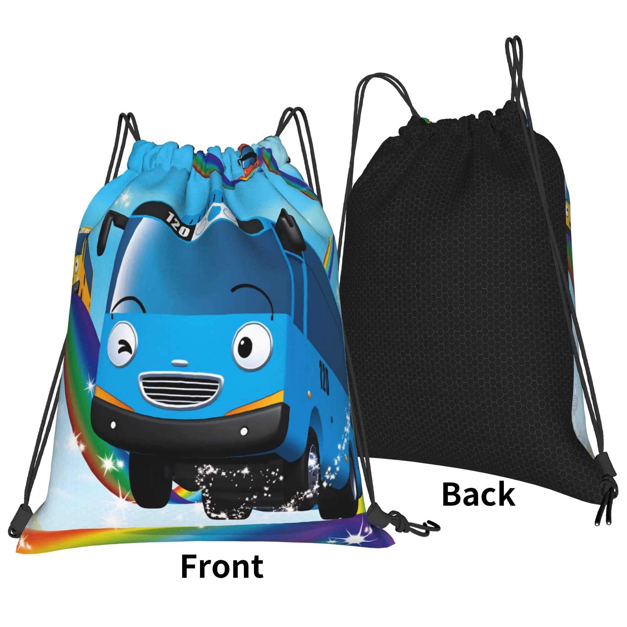 Tayo The Little Bus Drawstring Bag  Travel Men BackpacksLarge Capacity Retro Sackpack String Bags