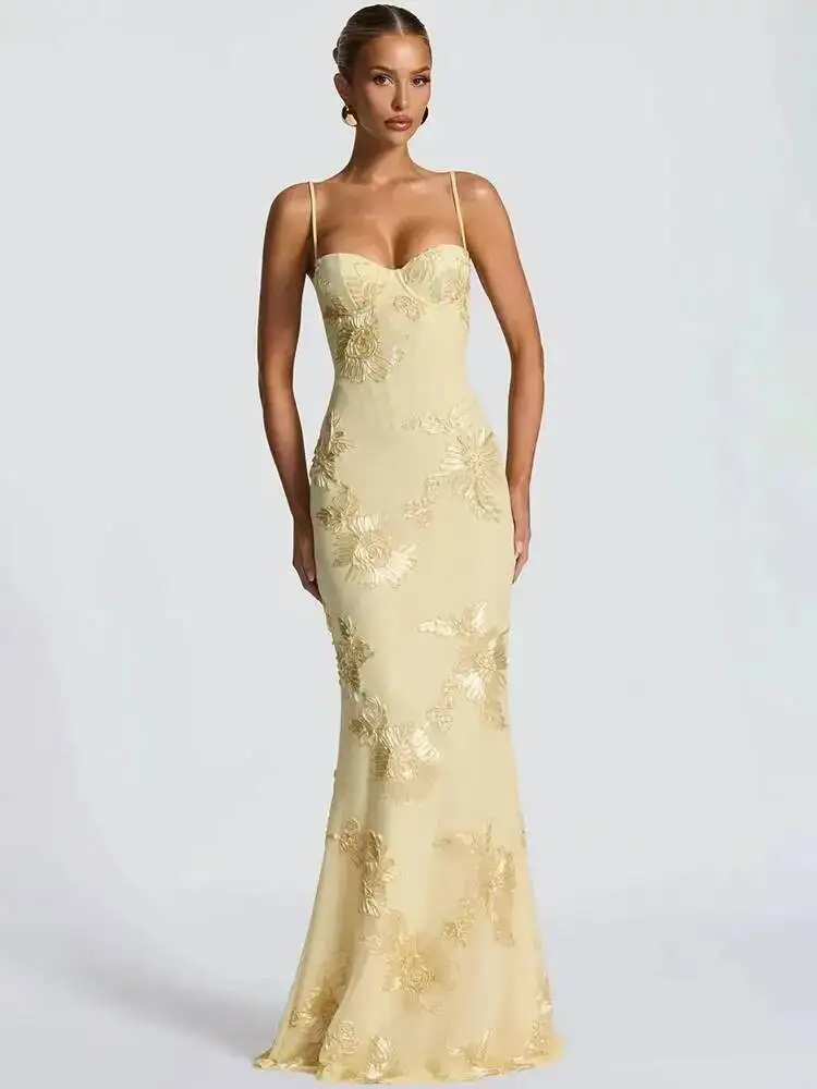 Mozision Spaghetti Strap Print Sexy Maxi Dress Women Fashion Off-shoulder Sleeveless Backless Bodycon Club Party Long Dresses - Image 2