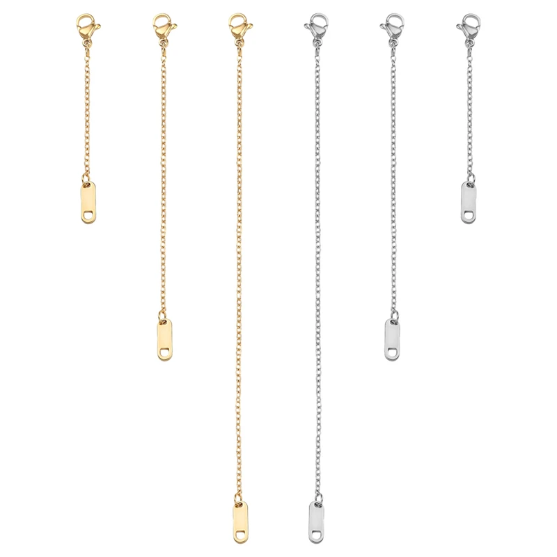 6/10/15cm Stainless Steel Extension Chains Tail Chain Connectors Lobster Clasps For Jewelry Making DIY Necklace Bracelet