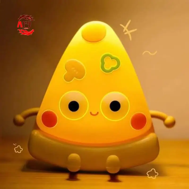 

AF90-LED Small Night Light Cute Pizza Night Lamp Portable Light Up Dimmable Night Light Rechargeable Bedside Table Lamp
