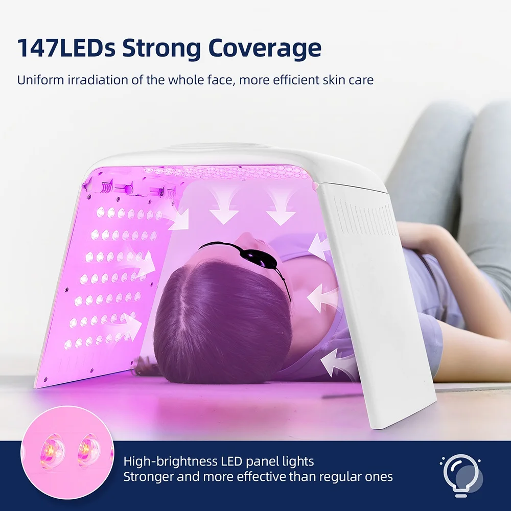 Máscara de belleza de fotones con 147LED, máquina de belleza para rejuvenecimiento de la piel, Spa, cuidado corporal, cara, cintura, piernas, diseño