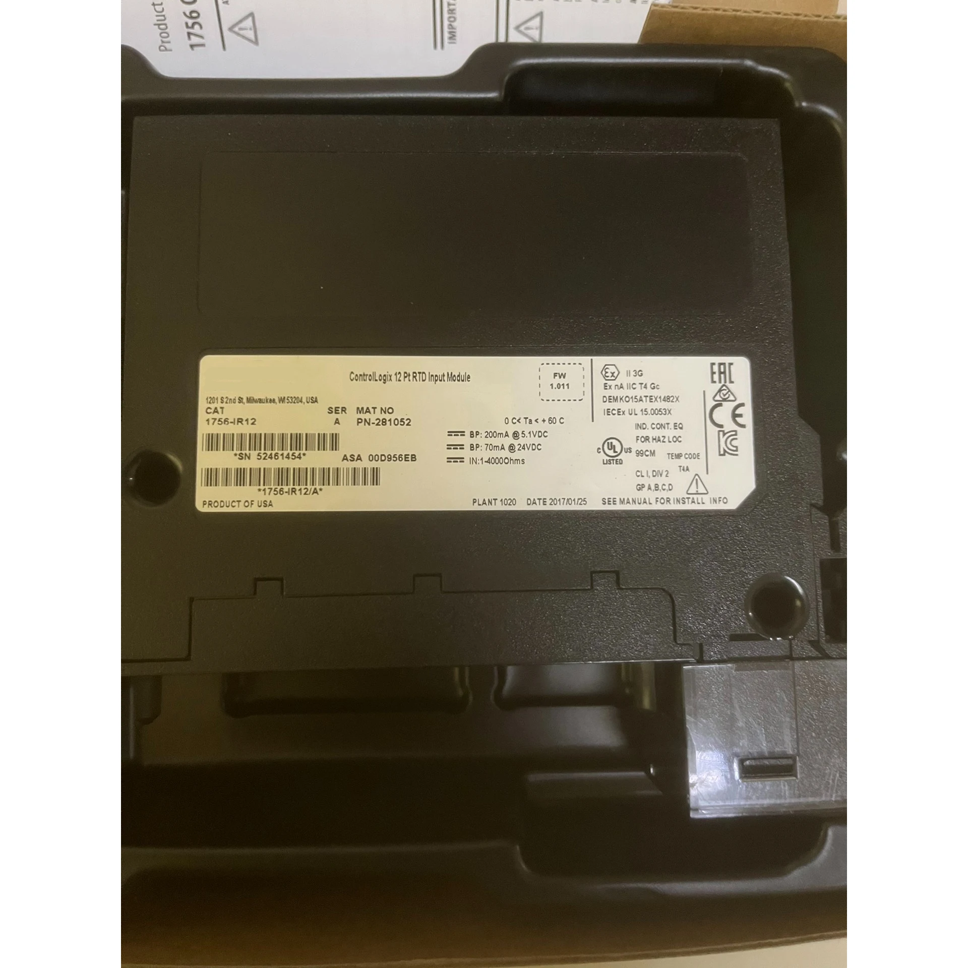

New 1756-IR12 SER a 12 Pt RTD Input Module for PLC PAC & Dedicated Controllers
