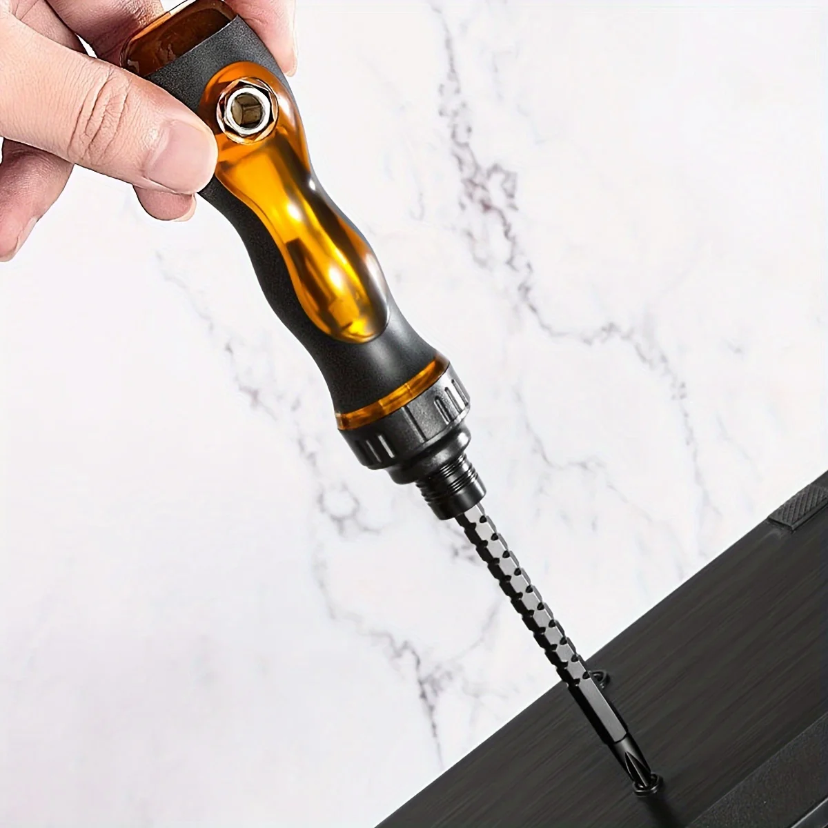 2-in-1-Haushaltsschraubendreher, Reparaturwerkzeug für Zuhause, zerlegbares magnetisches rotierendes Ratschenschraubendreher-Set für Möbel/Auto/Computer – Detail 4