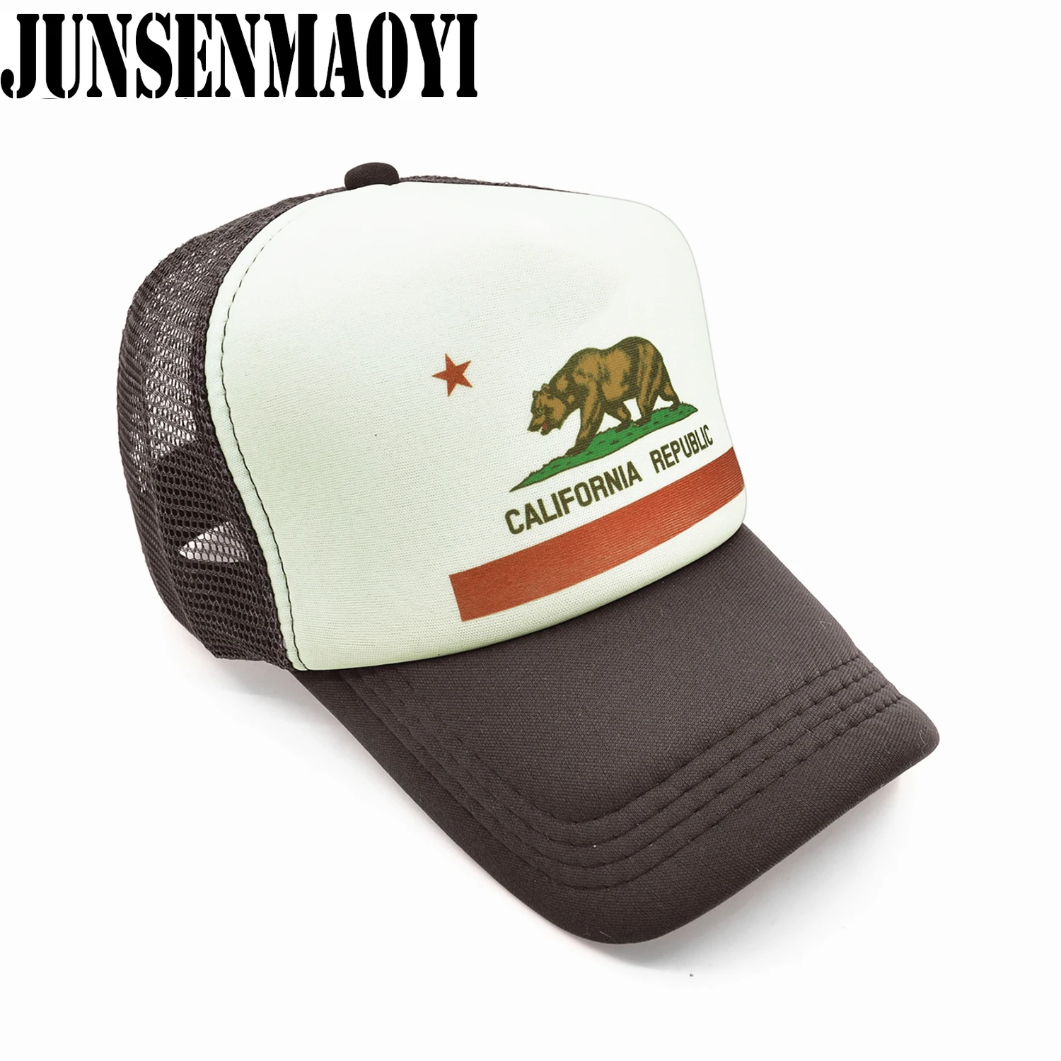 California Trucker Cap Men Women Bear California Republic Flag Cap  Funny Hip Hop Hat Cap Cool Summer Mesh Cap Adult  Kids Kid