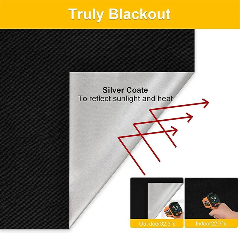 100% Light Blocking Window Cloth DIY Total Blackout Curtain Home RV Travel Glass Privacy Thermal Insulated Darkening Curtain Set