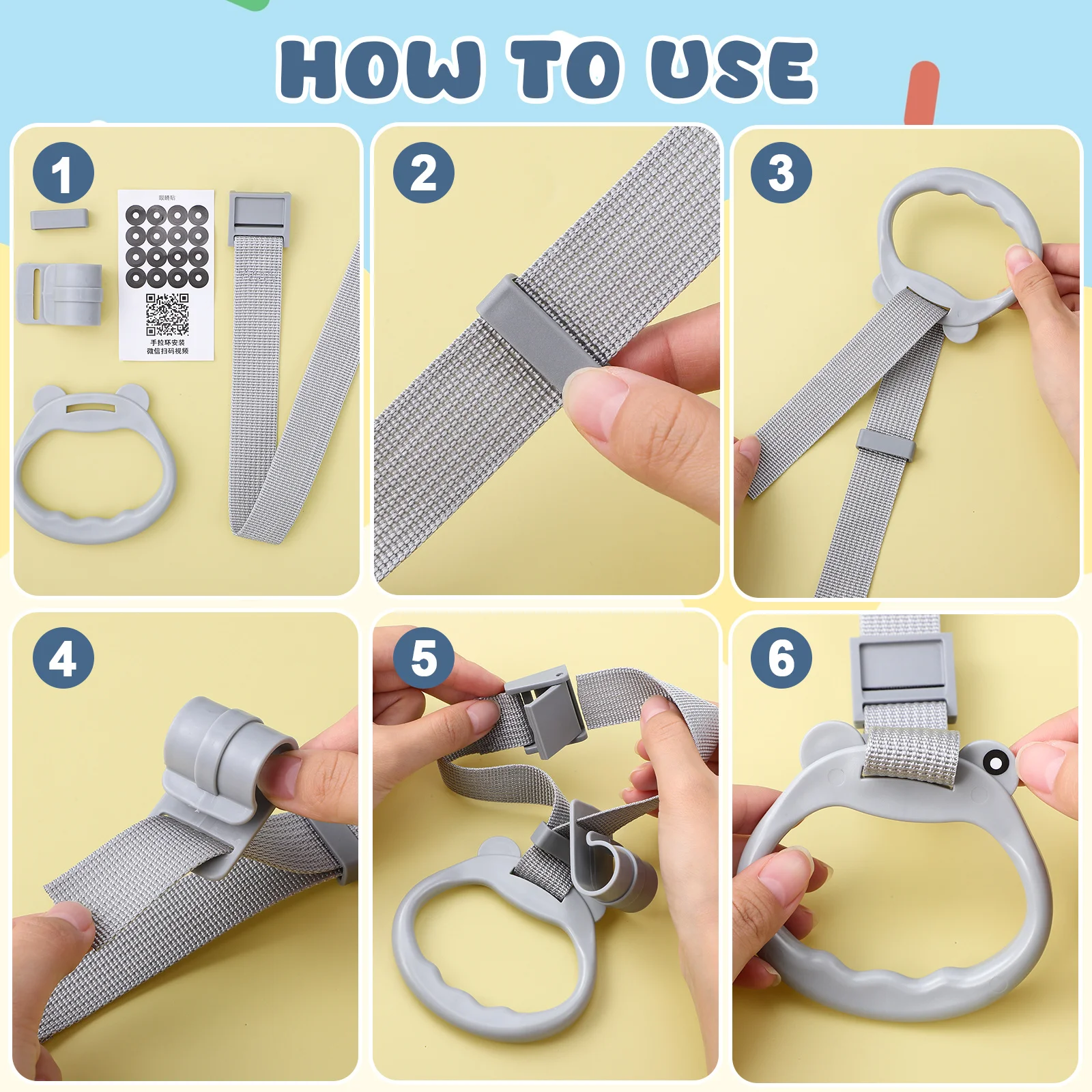 2 pezzi per lettino per neonati, anelli per trazioni, maniglia ergonomica antiscivolo per culla box, assistente per camminare per bambini, robusto