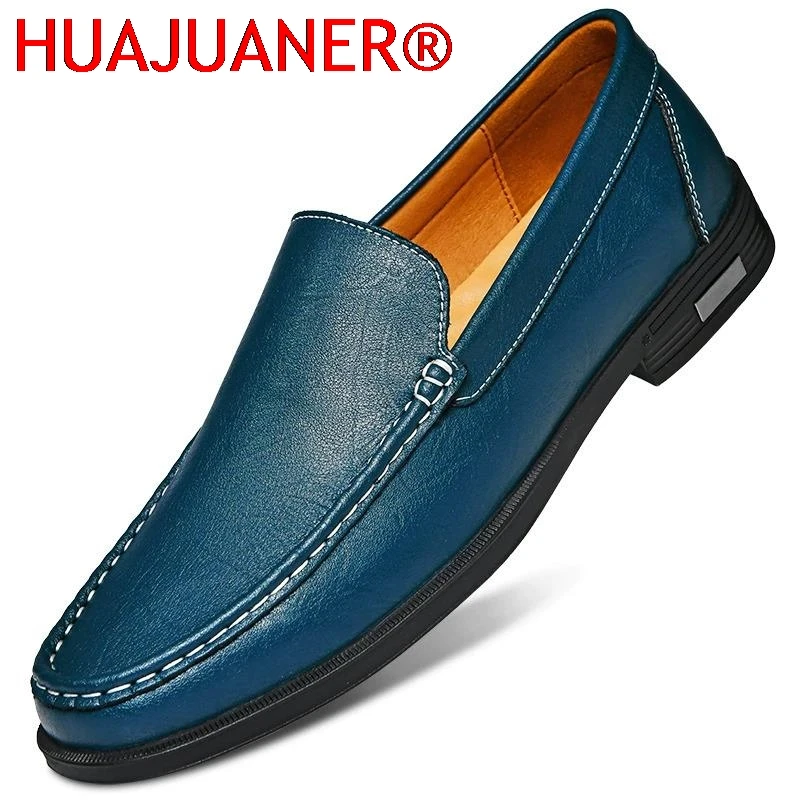 

Genuine Leather Men Footwear Slip on Office Man Formal Shoes Wedding Party Men Dress Shoes Breath Driving Lazy Loafers Moccasins