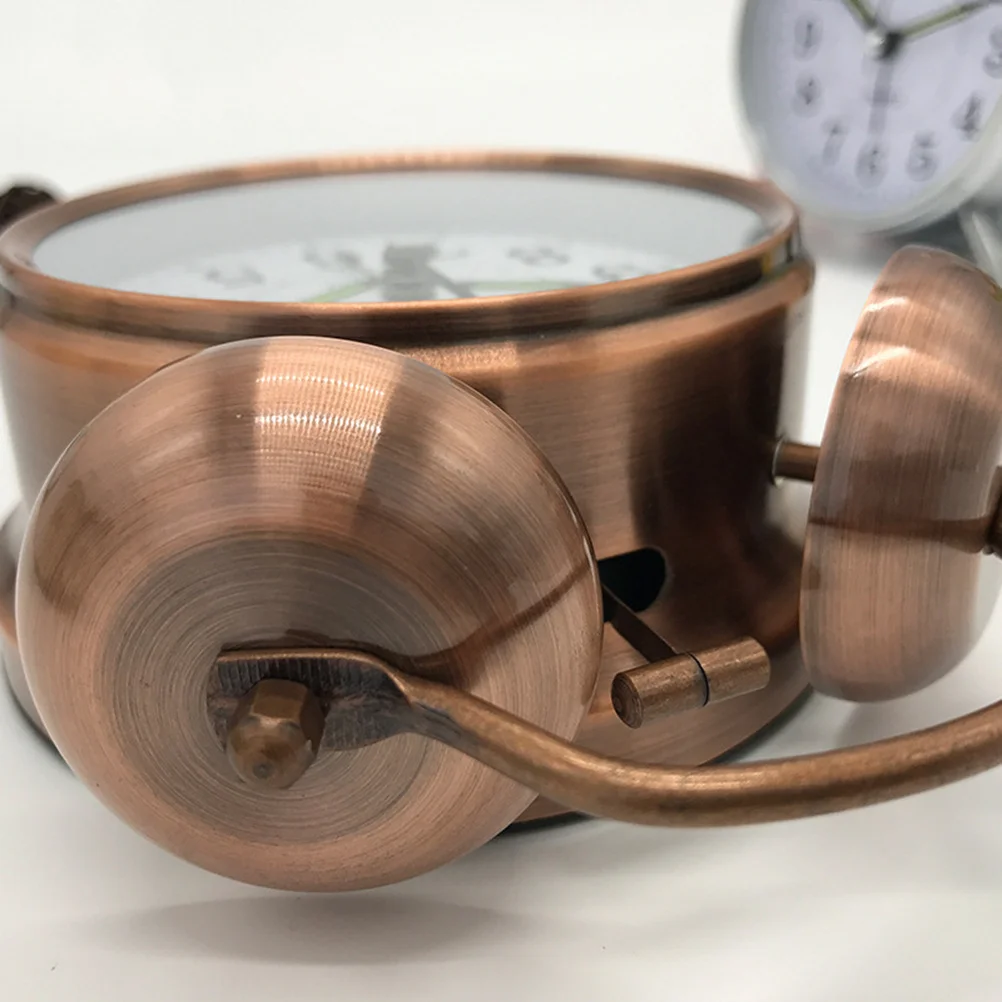 

Luminous Alarm Metal Plated Copper Finish Round Silent Dual Bell Desktop For Home Office Bedroom Metal Desktop Clock Household