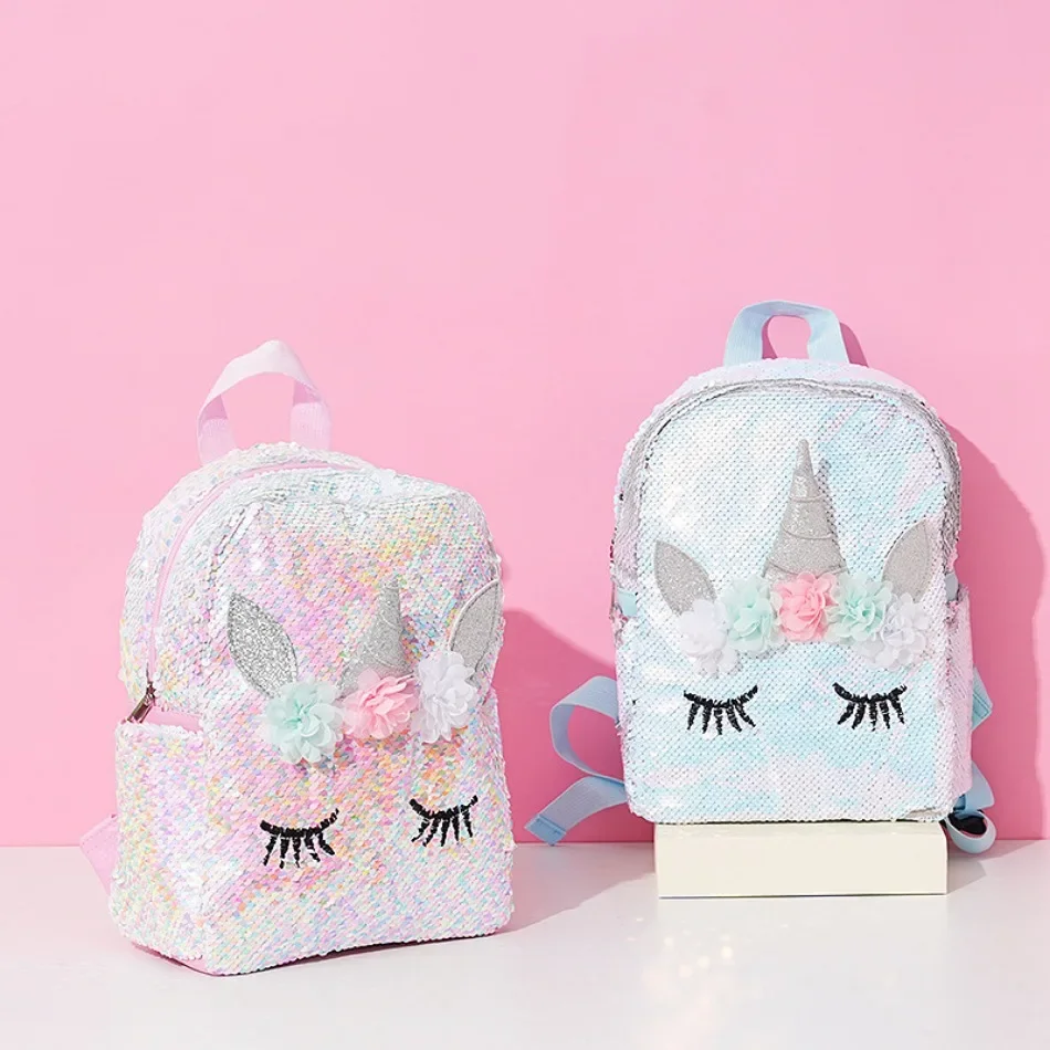 Unicorn Sequin Backpack Cartoon School Bag School Bookbag large capacity Book food Storage Double Shoulder Backpack Travel Bag