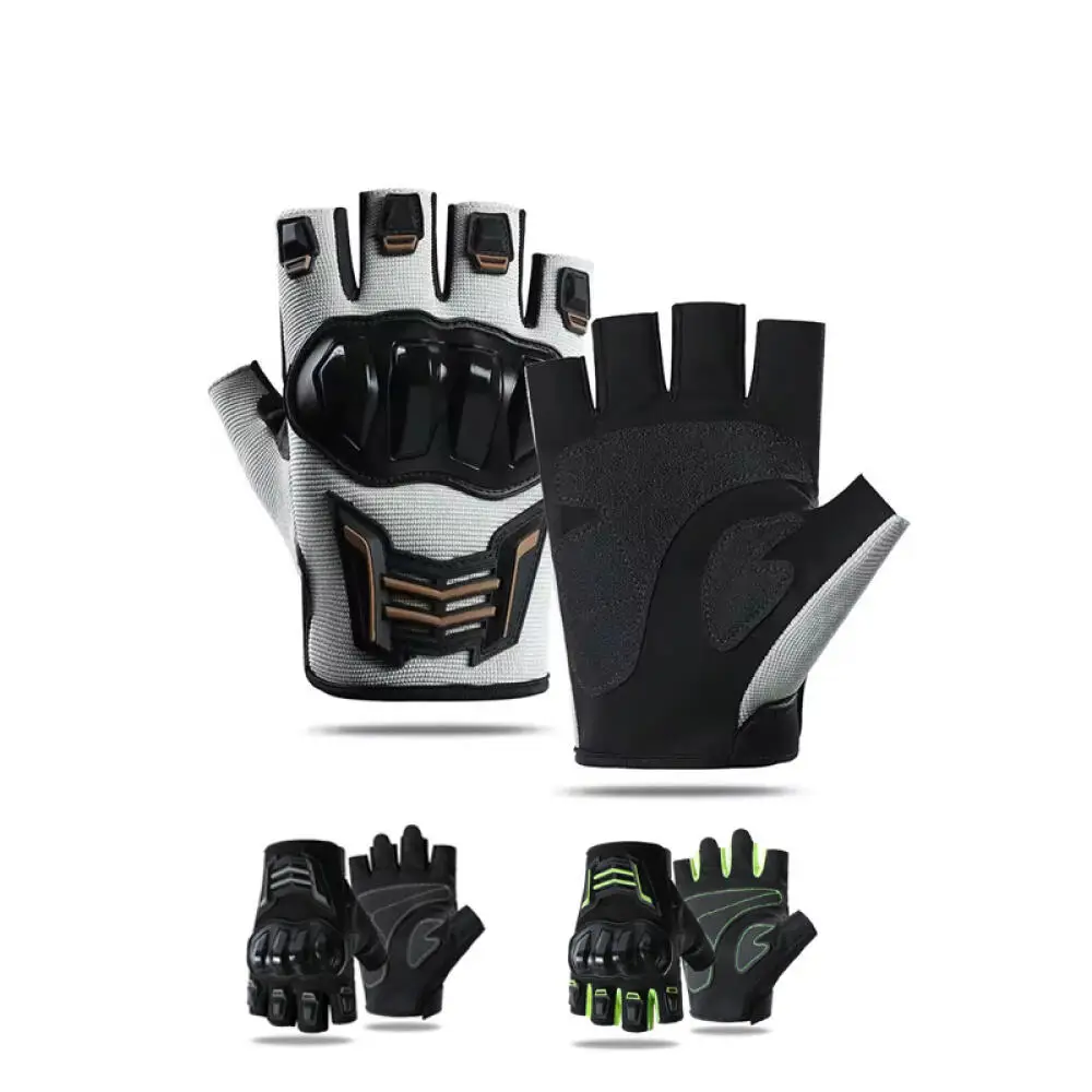 قفازات الدراجات النارية نصف إصبع قابلة للتنفس ومقاومة للاهتراء ومضادة للانزلاق ومضادة للسقوط والسباق في الهواء الطلق قفازات الدراجة الكهربائية