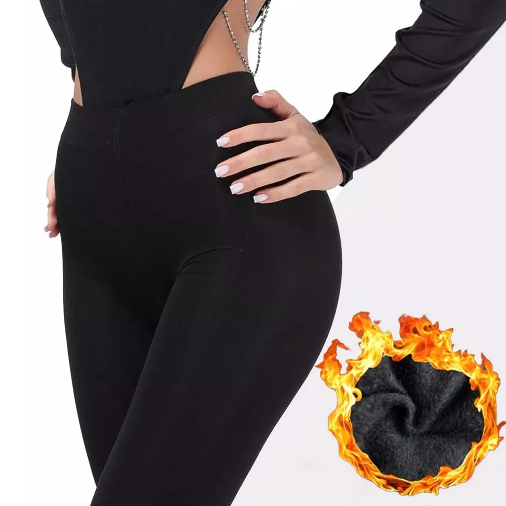 النساء الشتاء الأسود الجوارب الحرارية صوف مبطن رشاقته جوارب طويلة طماق عالية الخصر مطاطا سليم صالح دفئا السراويل #6