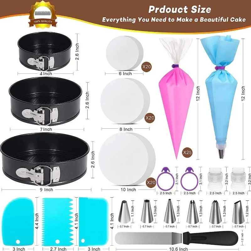 4/7/9Inch Carbon Steel Cake Mold with Latch Nonstick Cake Tin with Removable Bottom Cake Pan Brownies Cheesecake Baking Mould