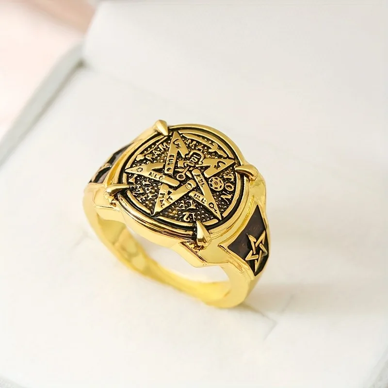 Cincin Pentagram Mesir Kuno & Simbol Ibrani Tunggal - Hari Valentine, Ramadhan, Tahun Baru Imlek - Hadiah Perhiasan Budaya Unik