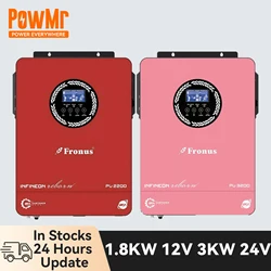 PowMr Hybrid Solar Inverter 3KW 24V 1.8KW 12V MPPT 80A Off Grid Solar Inverter Pure Sine Wave Max PV Input 3KW 2KW 220V 230V