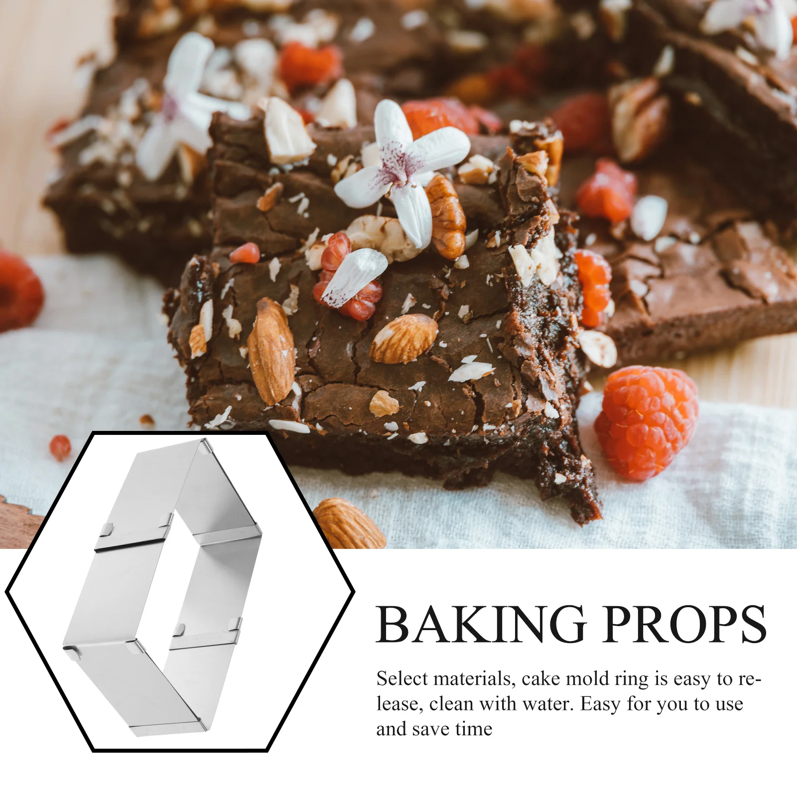 

Square Mousse Mold Stainless Steel Cake Ring Cutter Silver Baking Tool DIY Cooking Non Stick Easy Storage Reusable Long Life