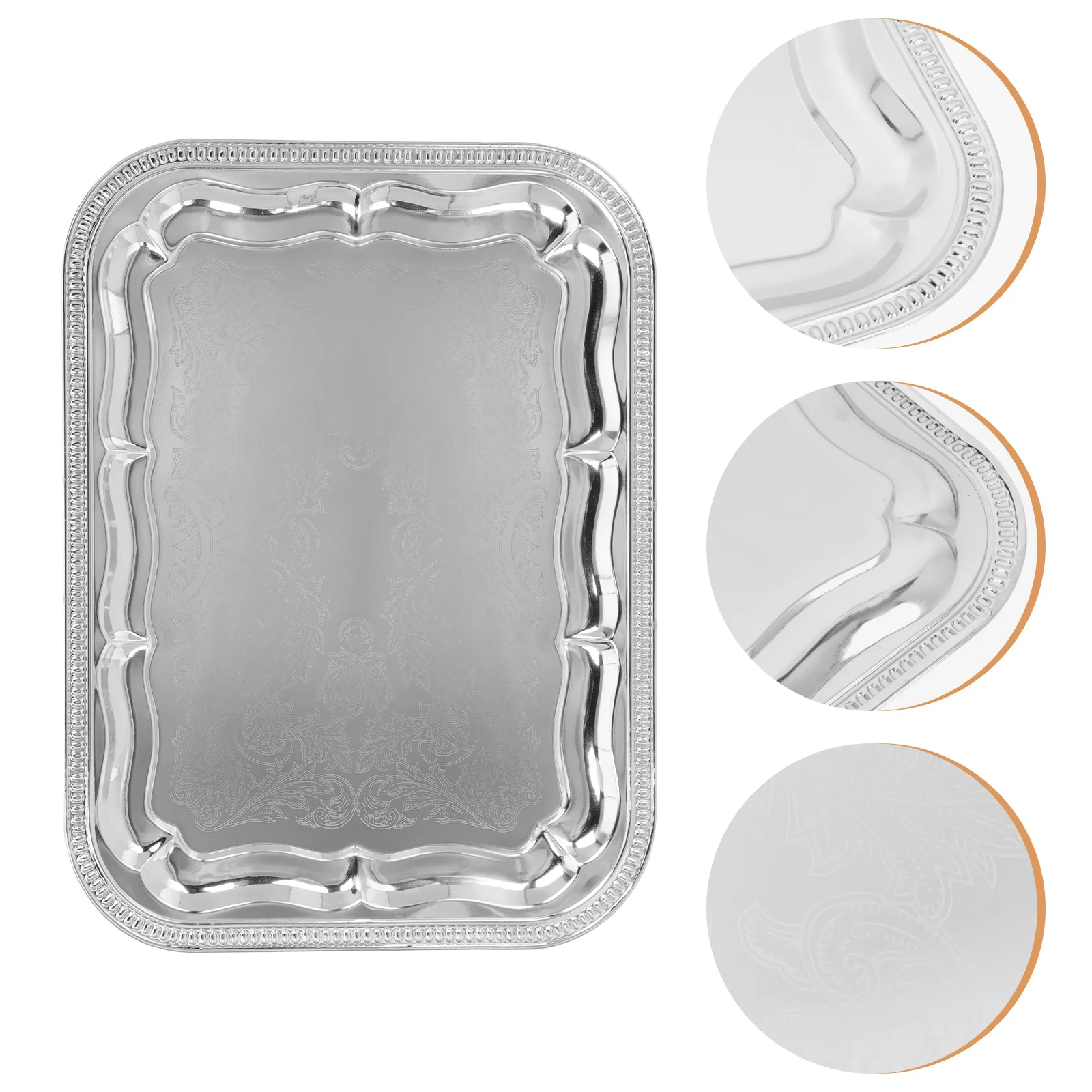 Stainless Steel Tray Multi-purpose Food Steak Dessert Storage Plate Barbecue Snack Dishes Household