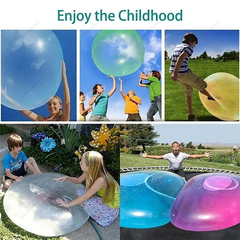 Bola de burbujas de gran tamaño colorida para niños, Bola de burbujas de aire suave llena de agua, bola inflable de diversión al aire libre, Bola de agua transparente, regalos para niños