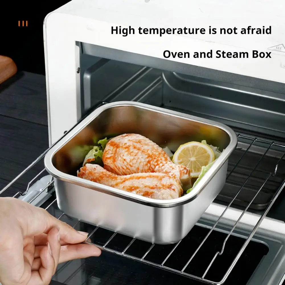 Stainless Steel Crisper Box 1200ml-3000ml Square Sealed Anti-Spill Lunch Box Refrigerator Storage Portable For Office Camping