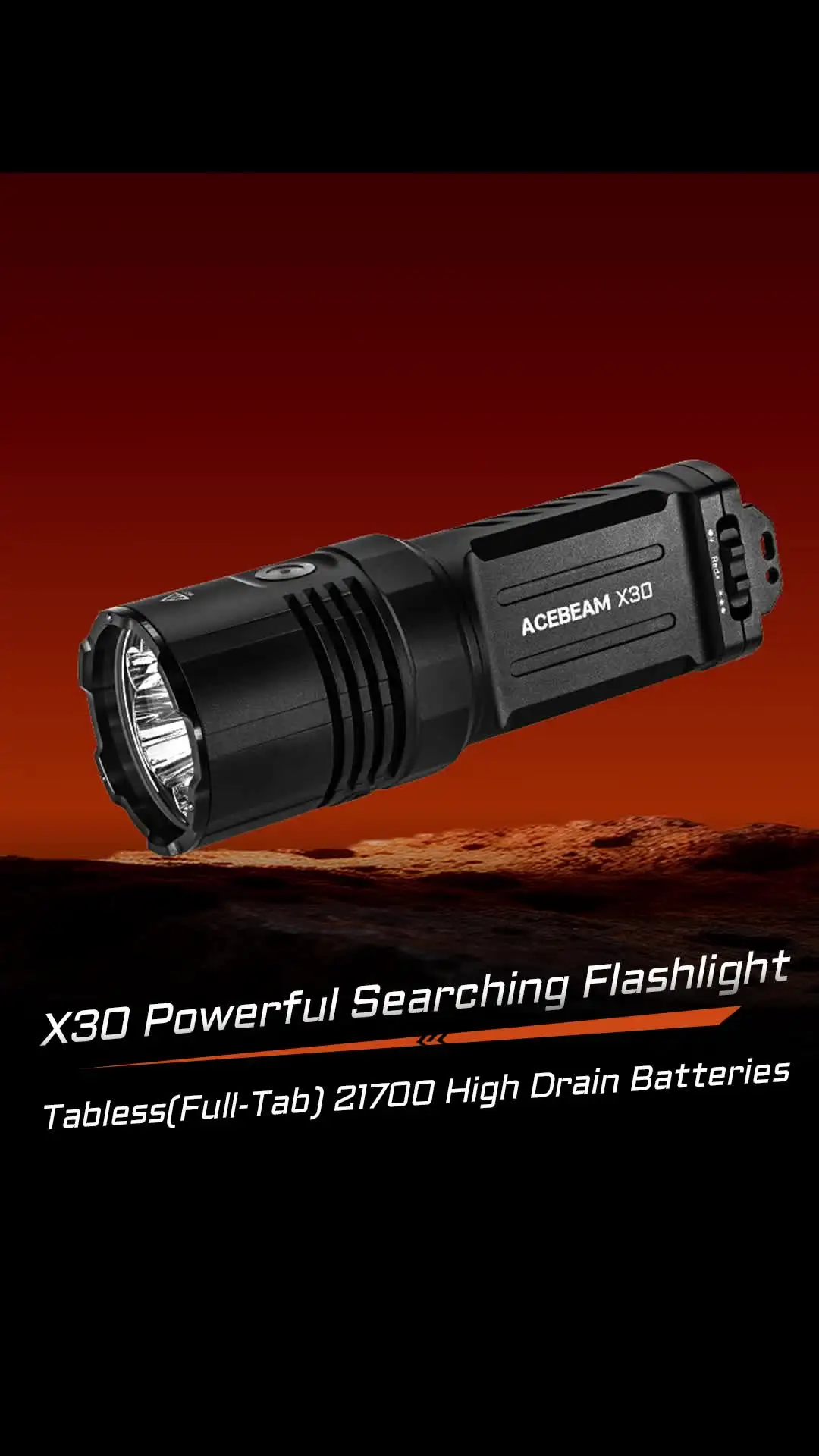 ACEBEAM タクティカル懐中電灯 X30 USB C 充電出力 CREE XHP70.2 LED