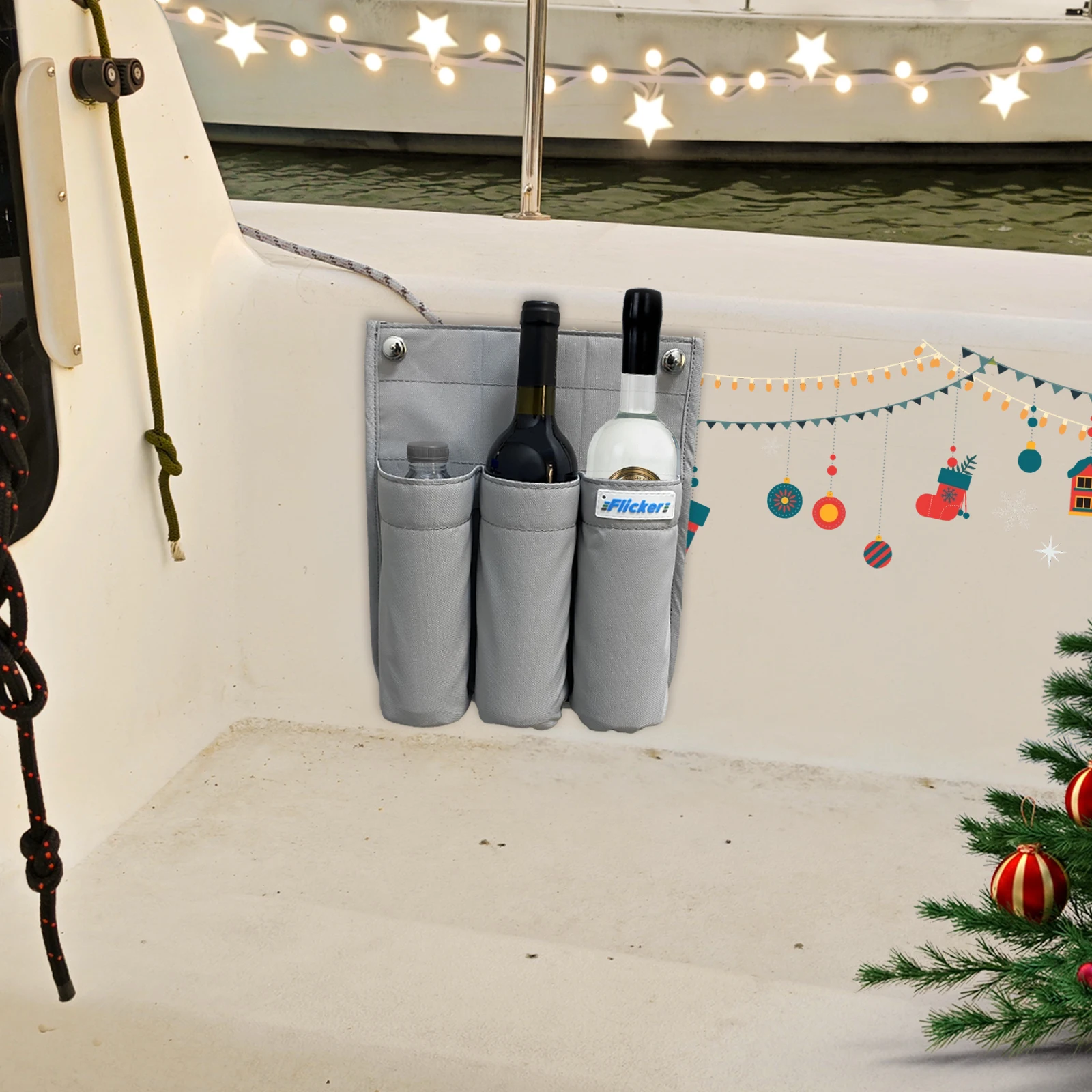 flicker-marine-boat-organizer-storage-bag-oxford-polyester-multi-pocket-bottle-holder-uv-resistant-moistureproof-snap-mount