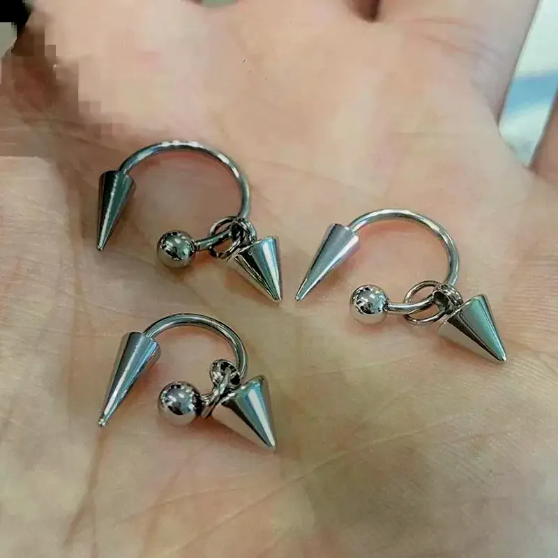 Detachable Stainless Steel Curved Barbell Threaded Spike Eyebrow Cartilage Piercing Earrings For Women Y2K Emo Party Jewelry view 4