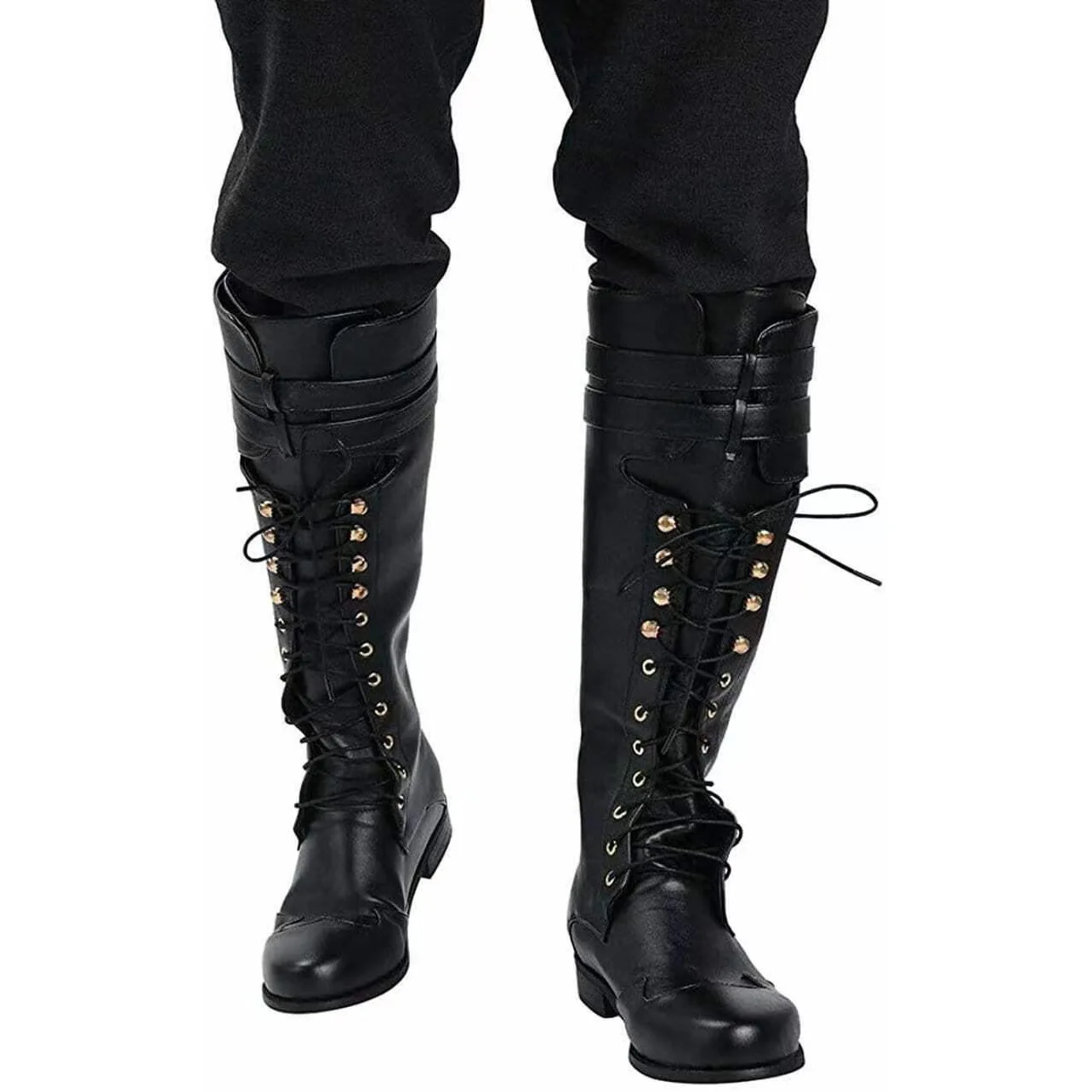 Botas Medievales Hombre Vintage Steampunk Cosplay Boots Men Winter Viking Pirate Pu Leather Shoes Carnival Party Fancy Knight - view 2