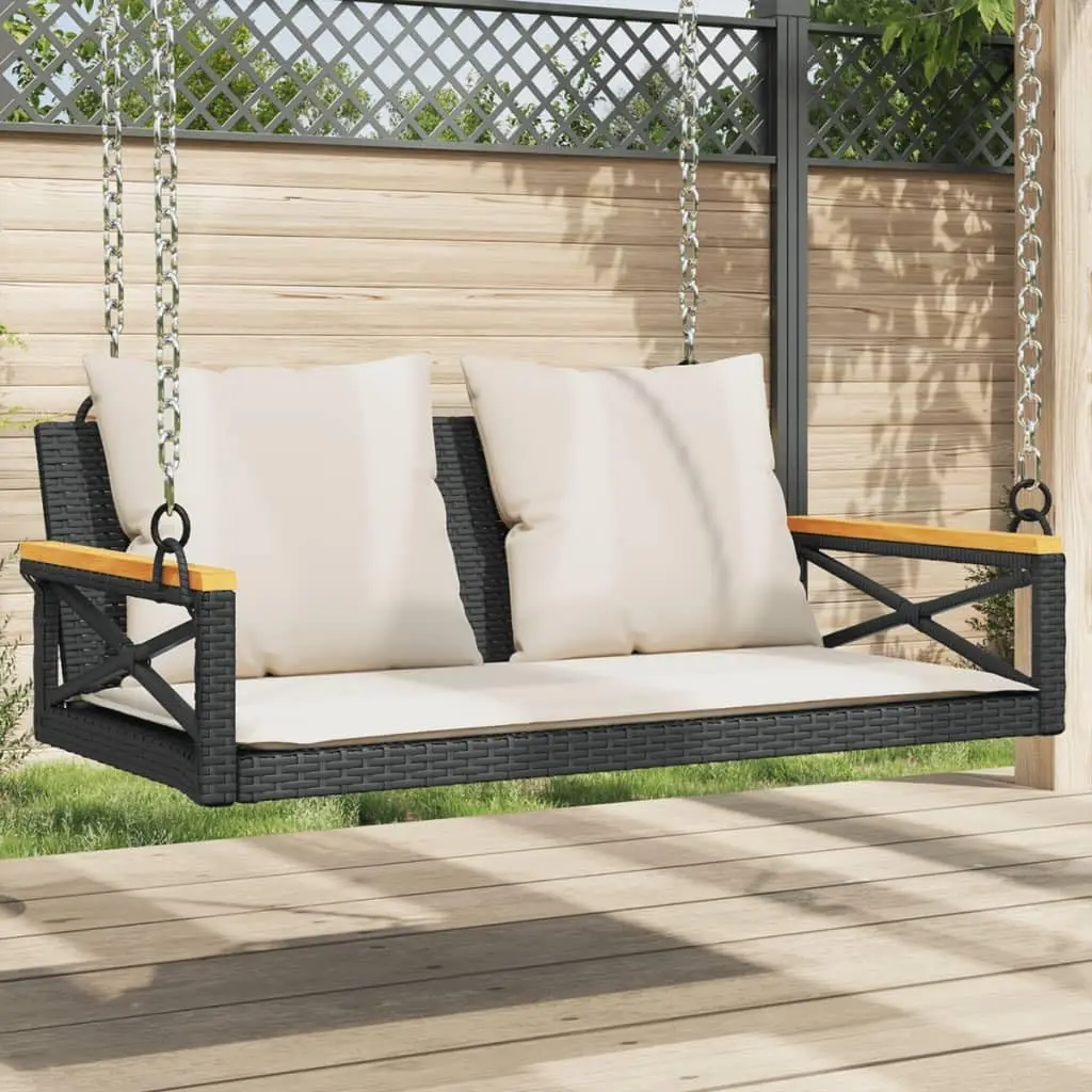 

UV-Resistant Poly Rattan Swing Bench Outdoor Garden Park Cafe Terrace Seat 42.9x24.4x15.7 inch, Customized