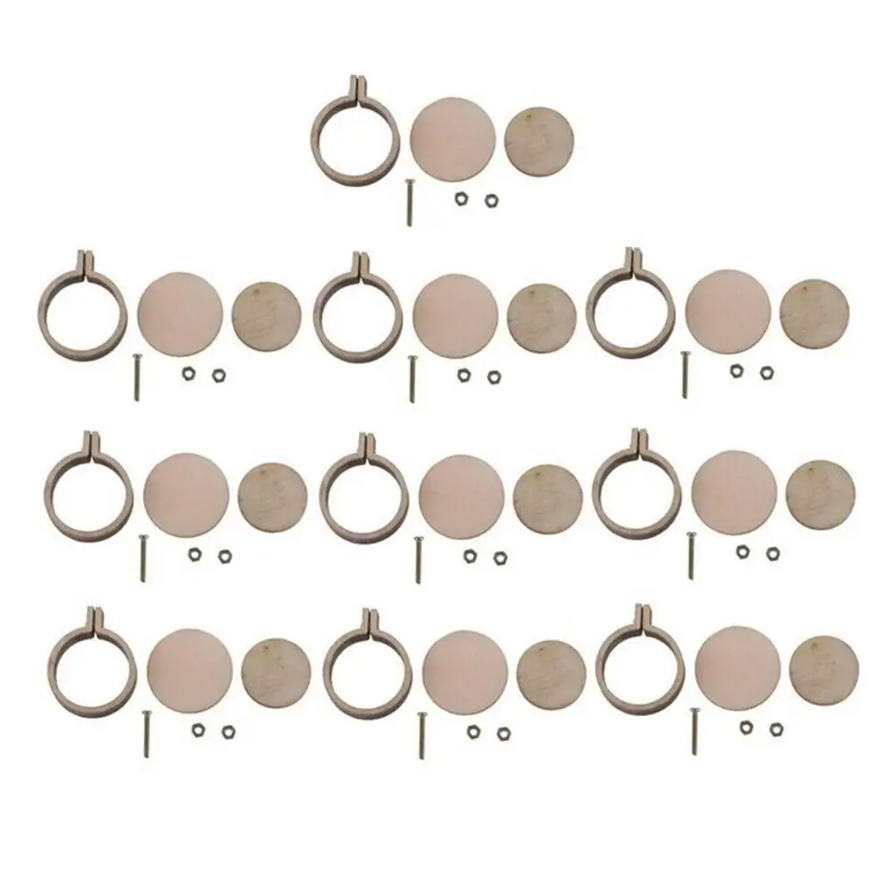 10 unids/set bordado redondo kits de costura de madera herramientas de punto de cruz marco aro anillo colgante