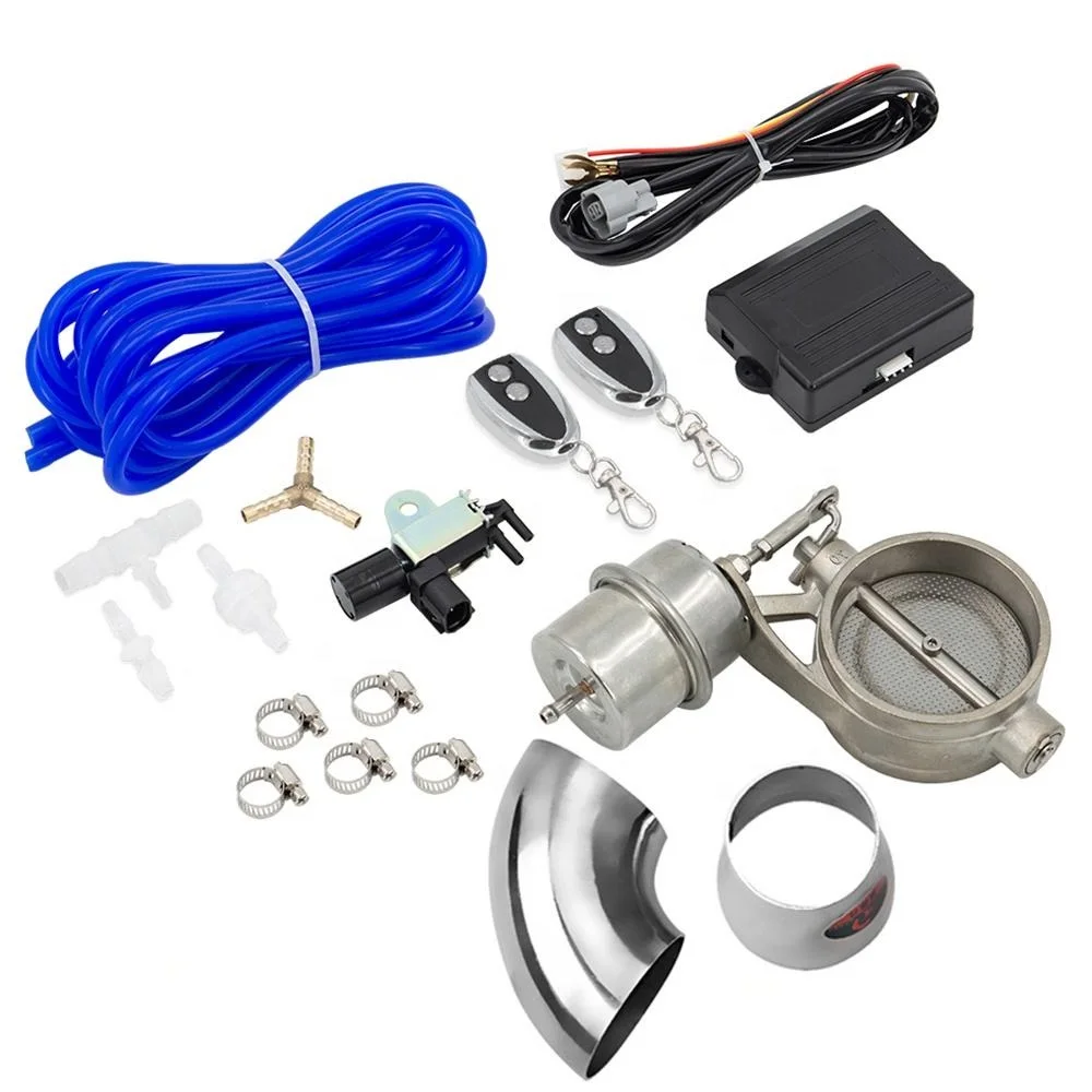 Exhaust Control Valve Set With Vacuum Actuator CUTOUT 2.0,2.5,3 inch Pipe CLOSE STYLE with Remote Controller and elbow