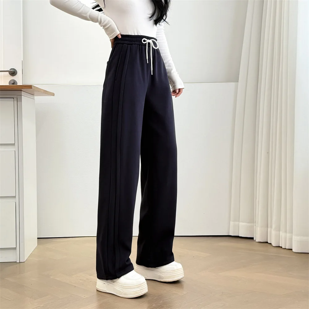 XXXXL mode grande taille femmes jambe droite pantalon automne hiver Simple coupe tridimensionnelle polaire chaud pantalon décontracté 5012