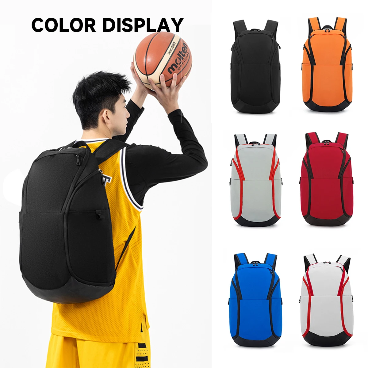 Multifunctional Basketball Backpack, Travel Baseball Backpack, Hockey Bag, Waterproof Football Backpack for Male and Female Athletes, Students