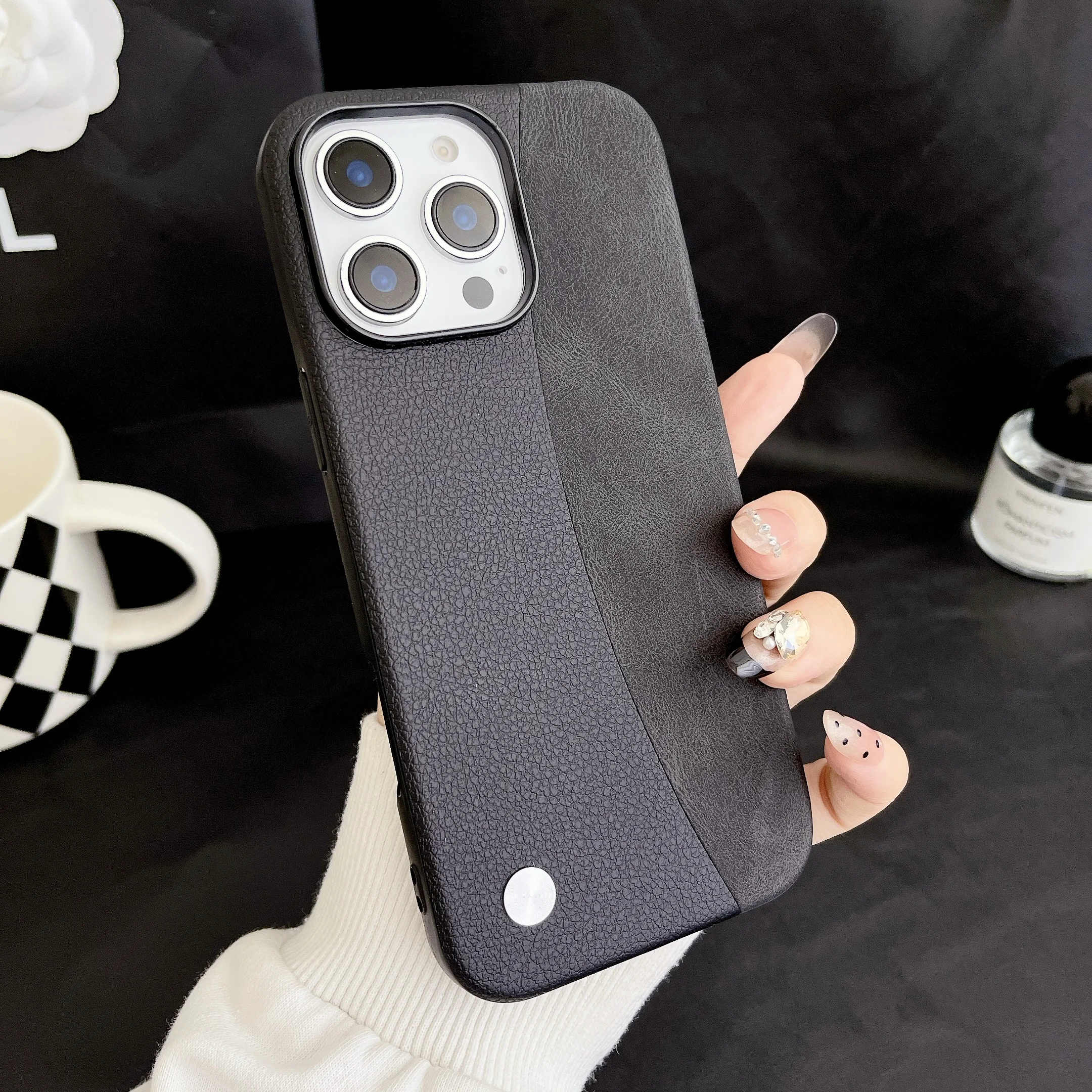 

Роскошный чехол из искусственной кожи с узором под коровью кожу для iPhone 17 Pro Max 16 15 13 12 14 Plus Pro, двухцветный, с текстурой кожи, противоударный