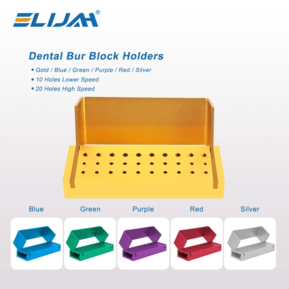 ELIJAH Dental Burs 30 Holes Aluminium Block  Dental Bur Drill Sterilization Holder HighLow Speed Handpiece Needles Holder Tools