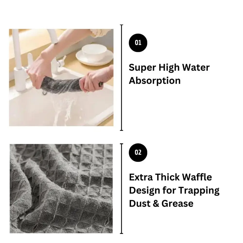 Cotton Waffle Table Napkins Portable Weave Microfiber Dishwashing Dish Absorbent Scouring Pad Kitchen Cleaning