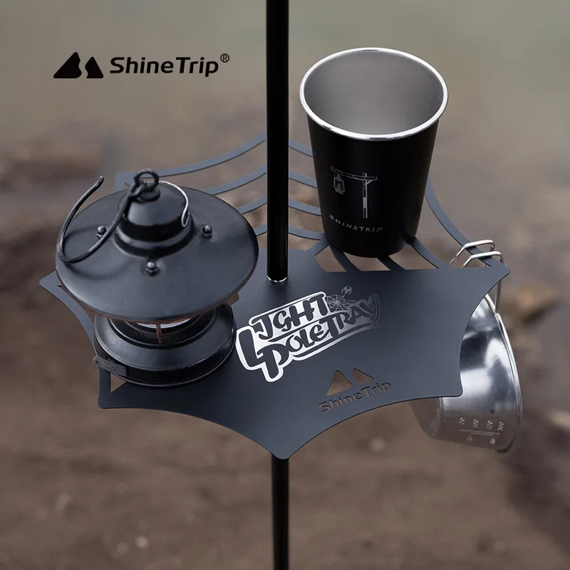 

Outdoor Camping Aluminum Alloy Folding Light Stand Blackened Lightweight Light Hook Mini Table Plate
