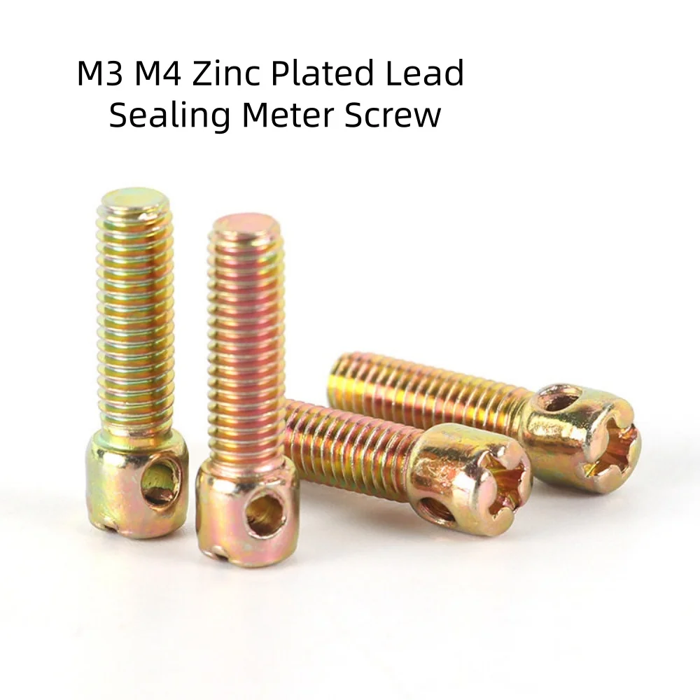 50~100Pcs M3 M4 Zinc Plated Cross Hole Seal Bolt Electric Meter Box Lead Sealing Screw Length 6-60mm