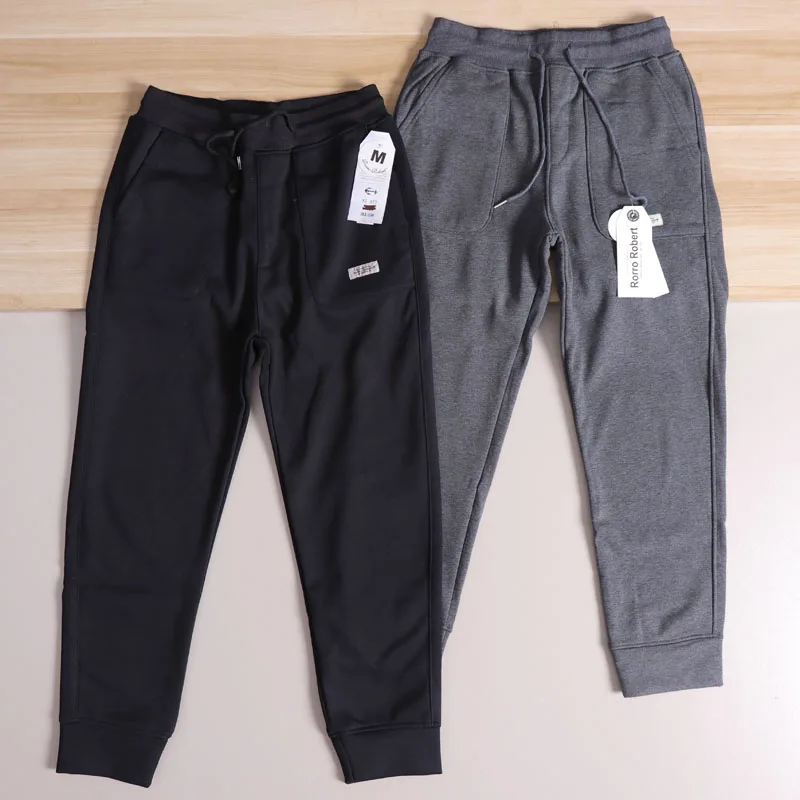 

Thiened Comfortable Men's Casual Pants Elastic Waist Pure Color Fce Lined Autumn Winter Cotton Polyester Blend Trousers