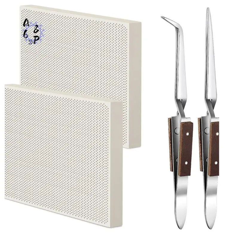 

A68P-Jewelry Soldering Kit - 4 Pcs With 2 Honeycomb Blocks And 2 Tweezers, Ideal For Crafting