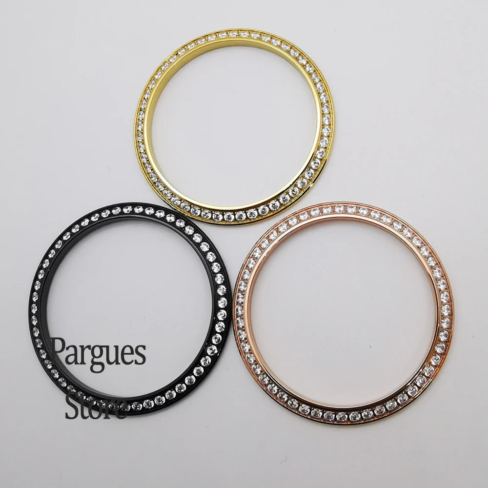 36mm/39mm stainless steel silver/gold/rose gold/black bezel insert for watch case top cover replacement