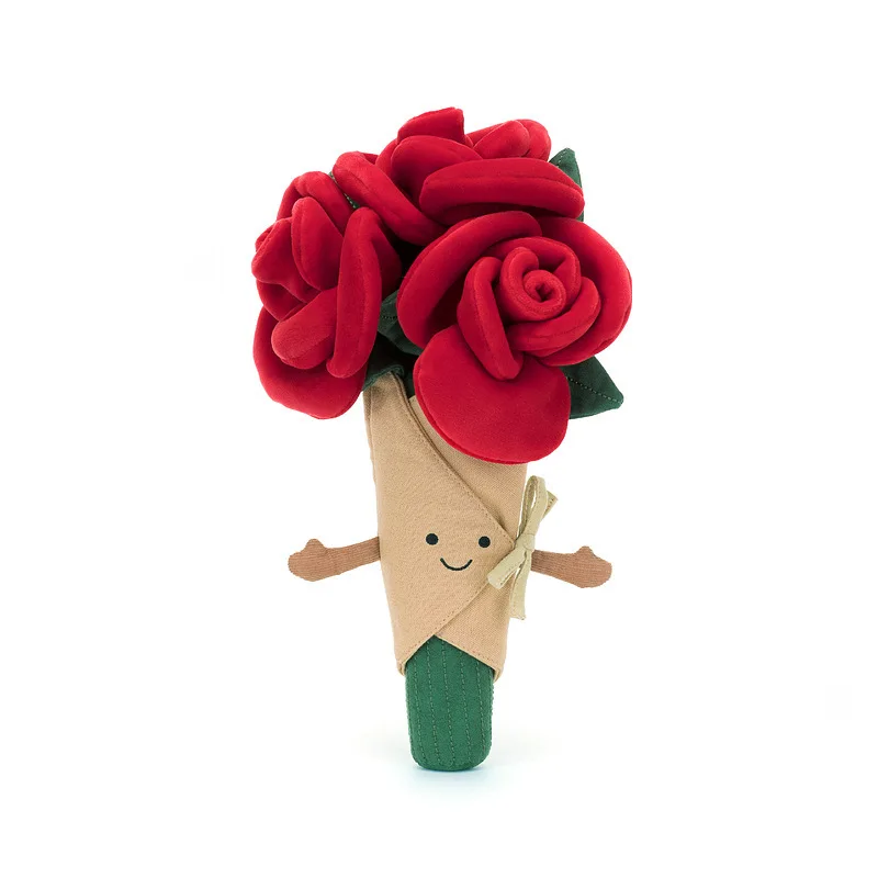 Divertido ramo de rosas de gelatina, juguete de peluche, bonita flor de peluche, muñeca de mano, adorno de escritorio, regalo
