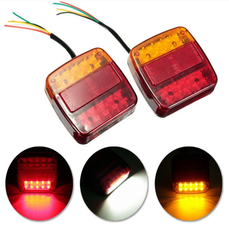 2Pcs 12V Car Trailer Trucks Tail light Car 20 LED Rear Tail Light Running Turn Signal Rear Lamps Waterproof Tailight Parts