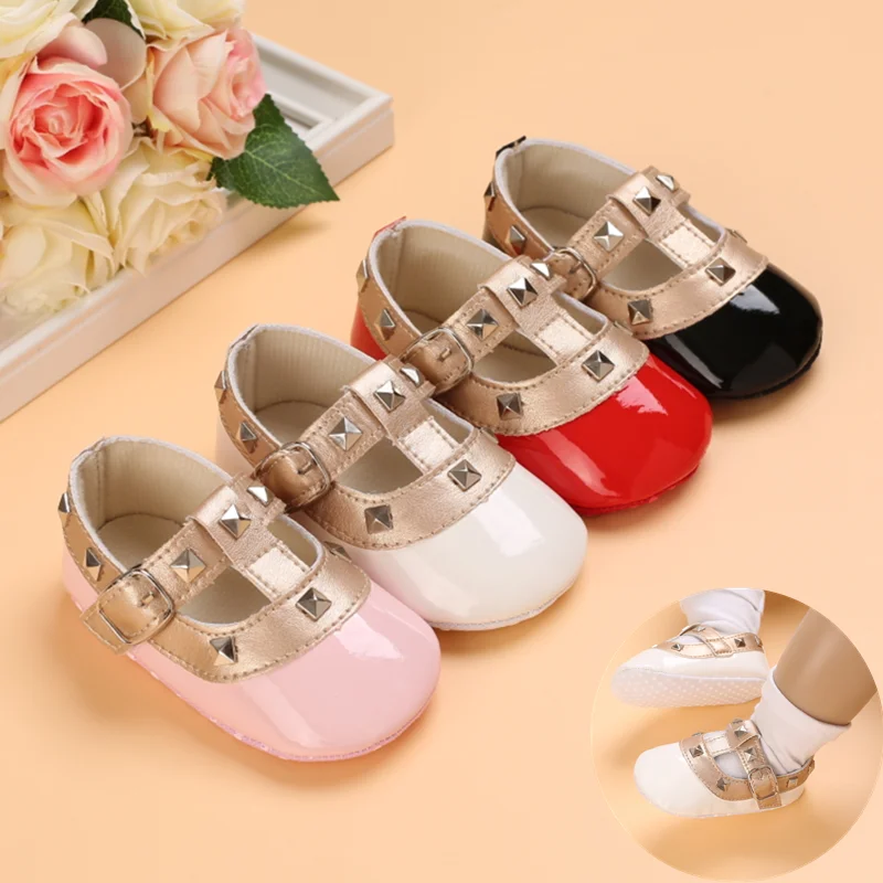 

Retro Newborn Baby Soft Bottom Non-slip Lovely Comfortable Princess Shoes Leisure Breathable Baby Girl Shoes Baby Walking Shoes