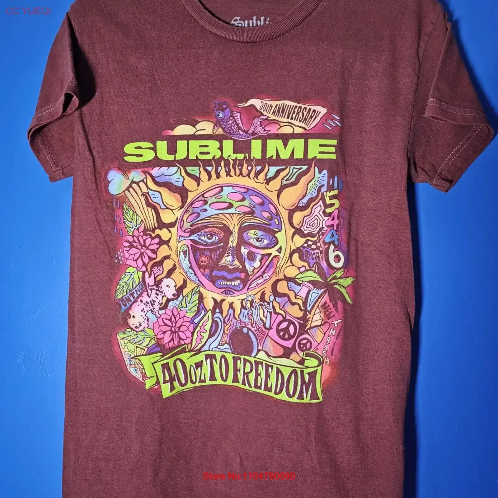 Camiseta Sublime 30th Anniversary Talla XS, Estilo Vintage Lavado, Para Uso Diario, Streetwear Unisex, Versátil, Elástica