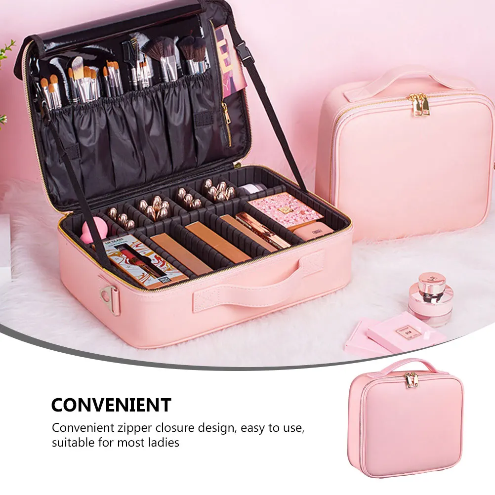 

Large Makeup Bag PU Case Removable Dividers Travel Storage ganizer for Cosmetics Accessories Pouch Case