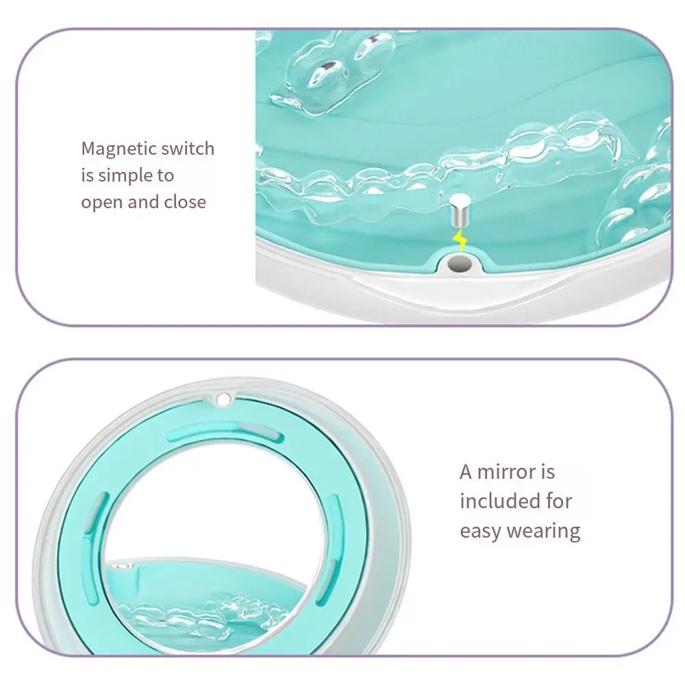 Magnetic Closure Retainer Case With Mirror Cleaning Tooth Portable False Teeth Box Sealed Mouthguard Container