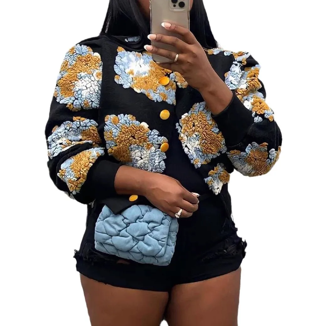 سترة نسائية غير رسمية على الموضة من قماش الجاكار القطيفة سترة نسائية شتوية ملابس خارجية جديدة في معاطف Roupas Femininas Elegantes